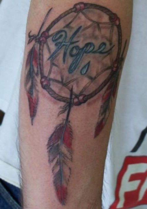 Hope Dreamcatcher Tattoo on Sleeve